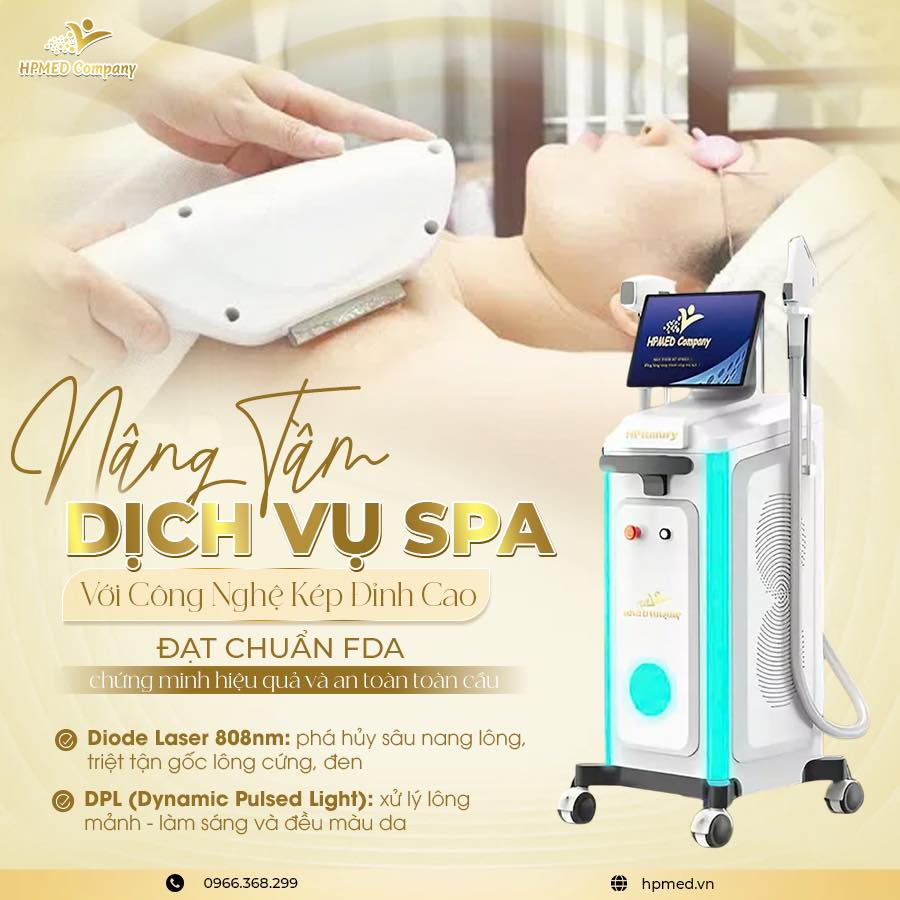 Máy triệt lông Diode Laser DPL HPMED Company dùng trong dịch vụ spa nâng tầm chăm sóc da