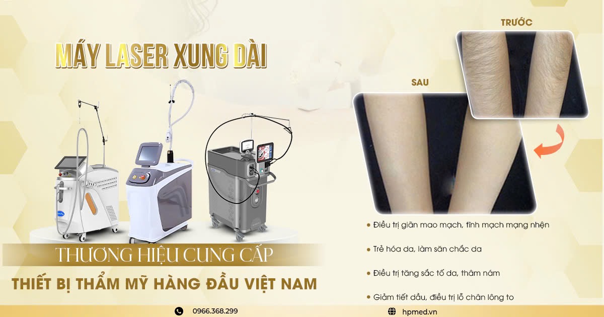 Máy laser xung dài thẩm mỹ và hình ảnh so sánh da chân trước sau điều trị
