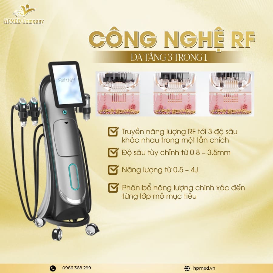 Máy RF Vi Điểm PatrixR đa tầng 3 trong 1 HPMED Company dùng điều trị da chuyên nghiệp