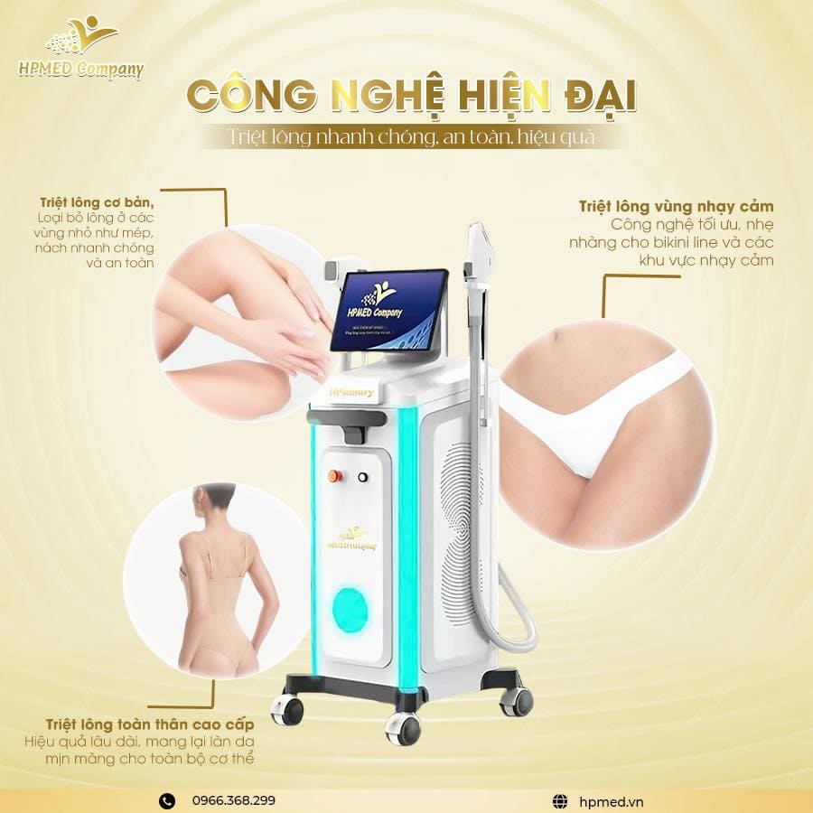 máy triệt lông diode laser HPLuxury công nghệ cao HPMED Company dùng cho triệt lông toàn thân và vùng nhạy cảm