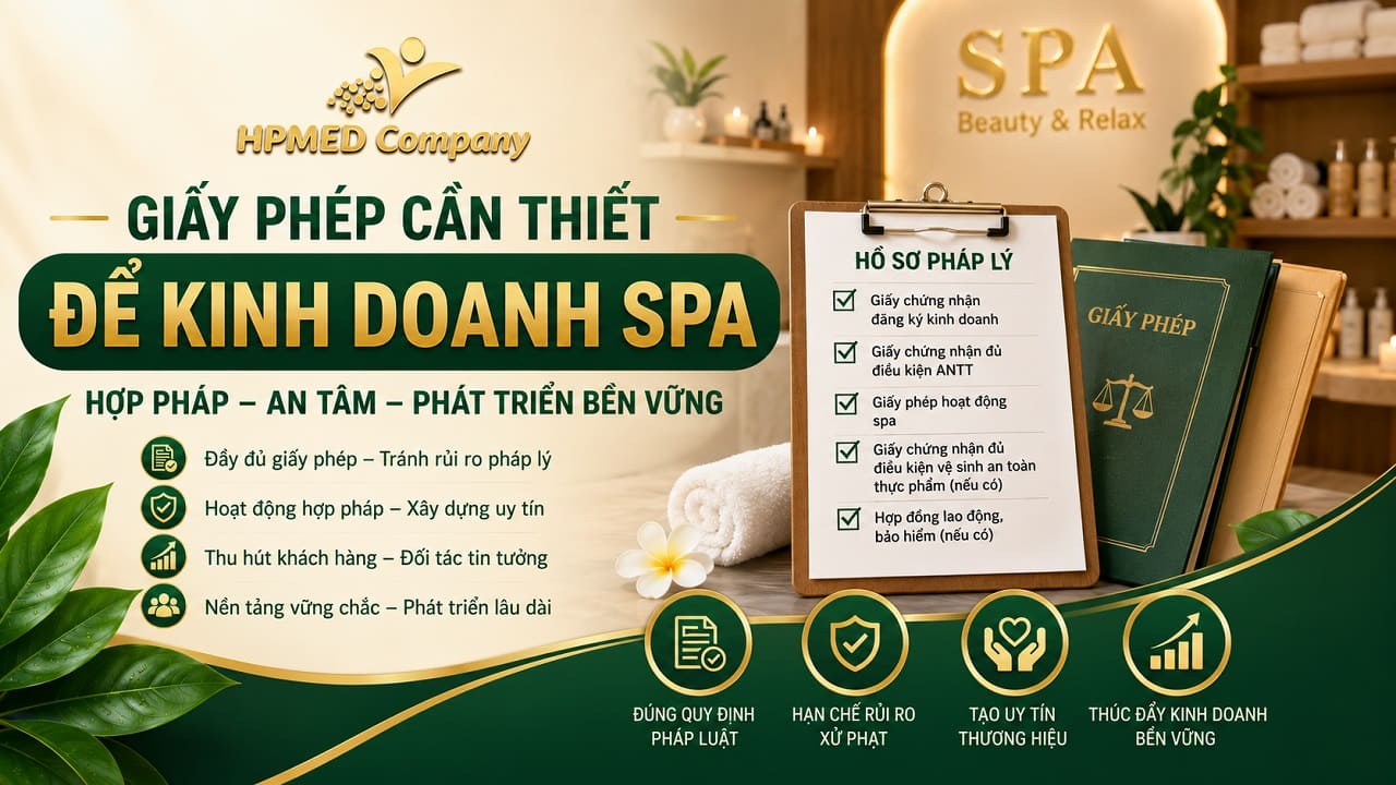 Sơ đồ lộ trình các loại giấy phép cần thiết để kinh doanh spa hợp pháp cùng HPMED