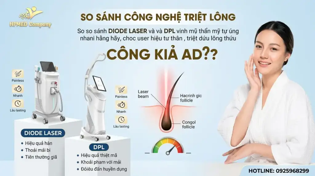 So sánh công nghệ triệt lông Diode Laser và DPL: Đâu là lựa chọn tối ưu cho Spa?