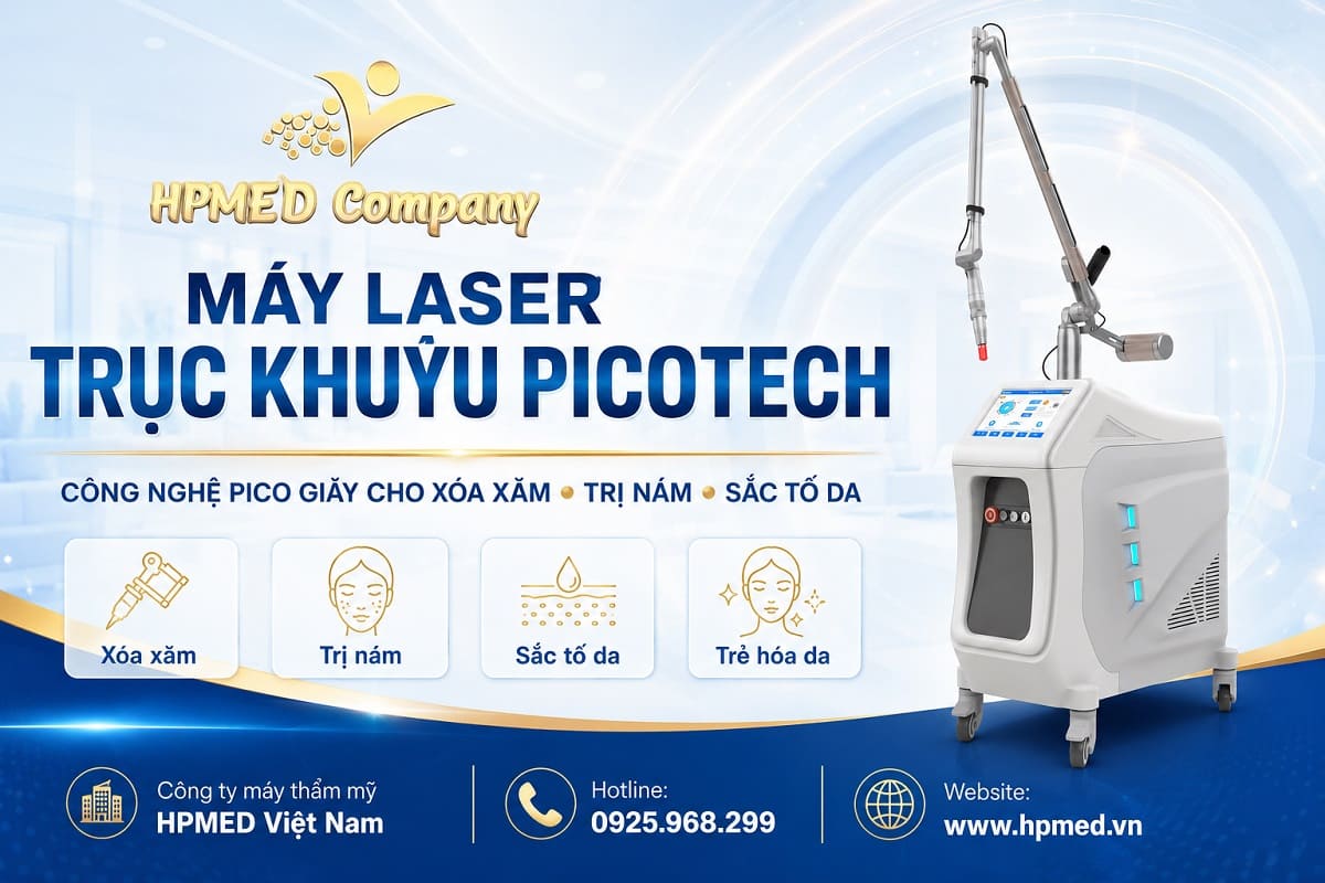 Máy laser trục khuỷu PicoTech công nghệ laser pico xóa xăm trị nám không sẹo chính hãng tại HPMED