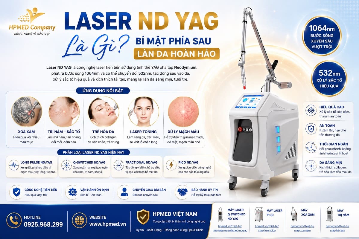 Laser ND YAG Là Gì? Bí Mật Phía Sau Làn Da Hoàn Hảo 1 Laser Nd:YAG là gì - Giải thích nguyên lý máy laser nd yag xóa xăm trị nám tại HPMED