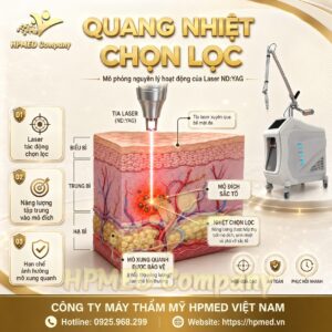 Sơ đồ nguyên lý quang nhiệt chọn lọc trong điều trị laser thẩm mỹ và ánh sáng sinh học tại HPMED