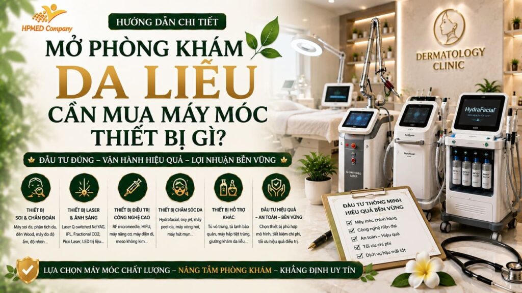 MỞ PHÒNG KHÁM DA LIỄU CẦN MUA MÁY MÓC THIẾT BỊ GÌ? 💎 DANH SÁCH CHUẨN NĂM 2025 12 Sơ đồ danh mục giải đáp mở phòng khám da liễu cần mua máy móc thiết bị gì chính ngạch tại HPMED