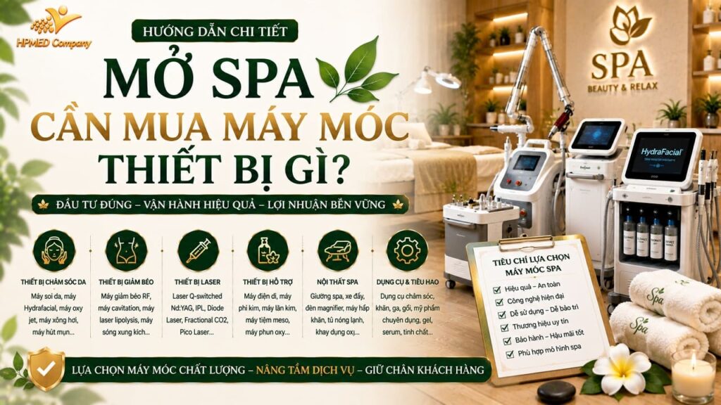MỞ SPA CẦN MUA MÁY MÓC THIẾT BỊ GÌ? 🌸 DANH SÁCH CHUẨN TỪ CHUYÊN GIA HPMED 2025 13 Sơ đồ danh mục giải đáp mở spa cần mua máy móc thiết bị gì tối ưu dòng vốn tại HPMED