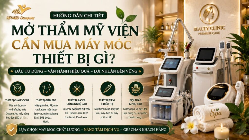 MỞ THẨM MỸ VIỆN CẦN MUA MÁY MÓC THIẾT BỊ GÌ? 💎 DANH SÁCH CHUẨN NĂM 2026 11 Sơ đồ danh mục giải đáp mở thẩm mỹ viện cần mua máy móc thiết bị gì chính ngạch tại HPMED