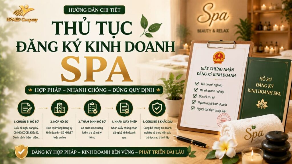 THỦ TỤC ĐĂNG KÝ KINH DOANH SPA 💎 HƯỚNG DẪN CHI TIẾT TỪ A–Z 2025 8 Sơ đồ hướng dẫn quy trình thủ tục đăng ký kinh doanh spa hộ cá thể tại HPMED