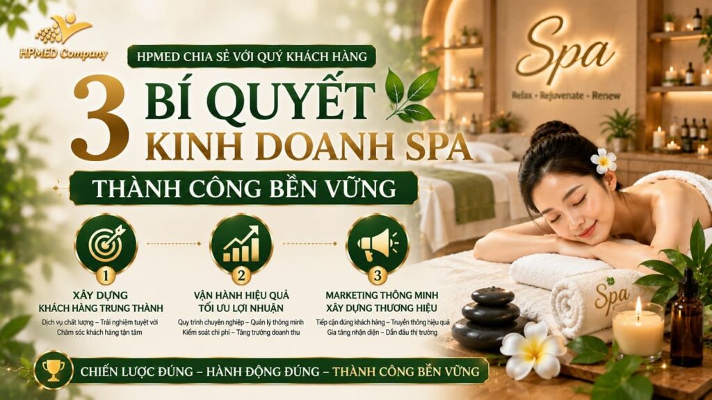 Sơ đồ 3 bí quyết kinh doanh spa thành công bền vững độc quyền do HPMED chia sẻ