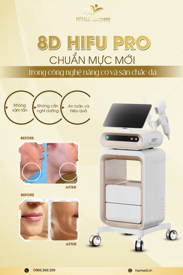Máy HIFU nâng cơ 8D Pro chính hãng - Công nghệ trẻ hóa da tầng sâu - HPMED