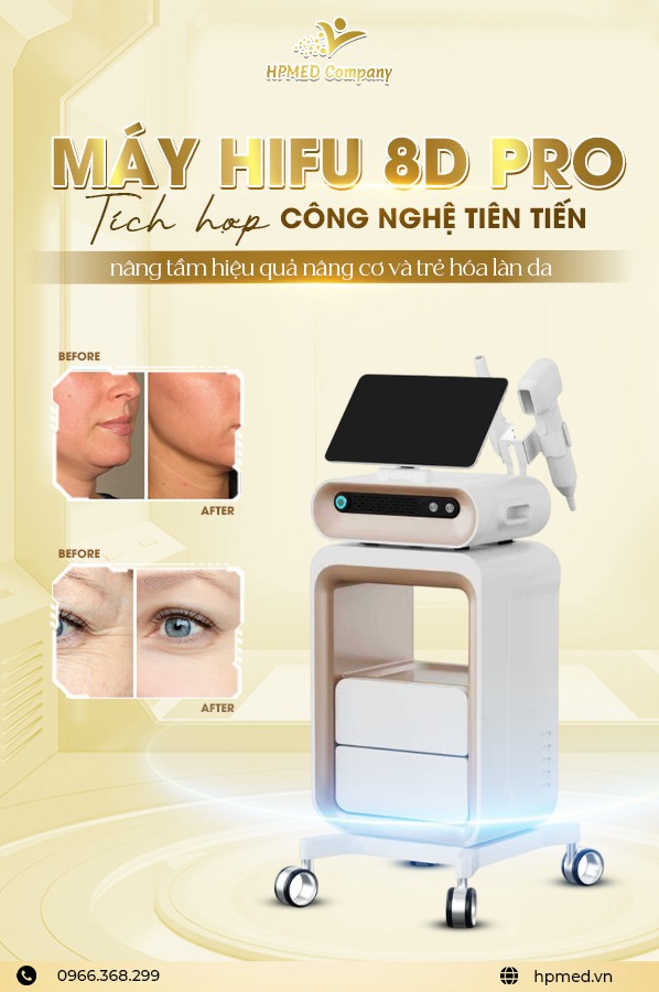 Máy HIFU nâng cơ 8D Pro chính hãng - Công nghệ trẻ hóa da tầng sâu - HPMED