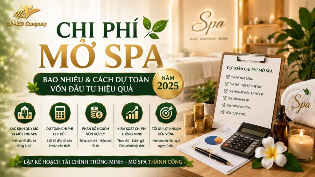 CHI PHÍ MỞ SPA BAO NHIÊU? CÁCH DỰ TOÁN VỐN & ĐẦU TƯ HIỆU QUẢ NĂM 2025 💎 4 Sơ đồ bảng dự toán chi phí mở spa bao nhiêu cách dự toán vốn đầu tư hiệu quả năm 2025 cùng HPMED