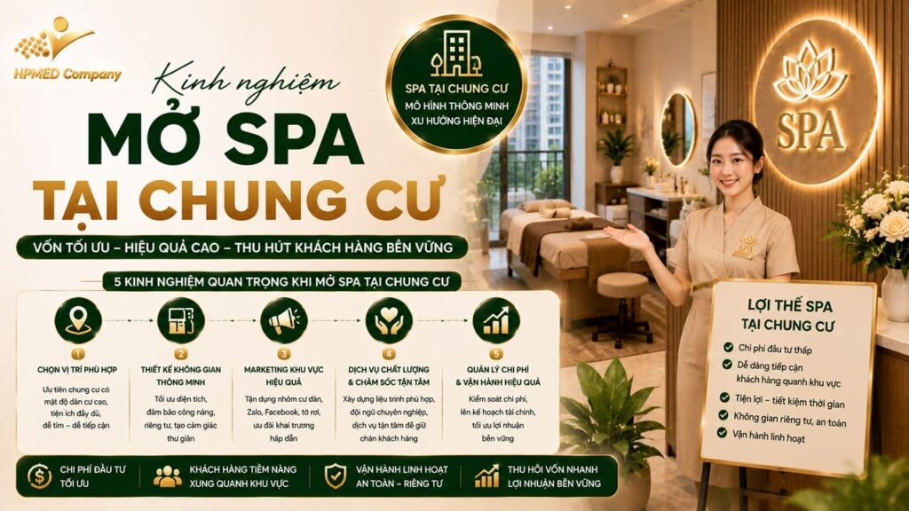Kinh Nghiệm Mở Spa Tại Chung Cư – Bí Quyết Thành Công Từ Chuyên Gia HPMED 8 Sơ đồ cẩm nang chia sẻ kinh nghiệm mở spa tại chung cư an toàn hiệu quả từ HPMED