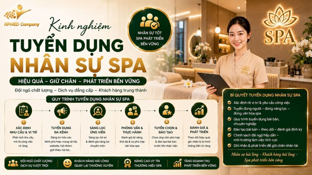 Kinh Nghiệm Tuyển Dụng Nhân Sự Spa Hiệu Quả – Bí Quyết Từ Chuyên Gia HPMED 10 Sơ đồ cẩm nang chia sẻ kinh nghiệm tuyển dụng nhân sự spa hiệu quả từ chuyên gia HPMED