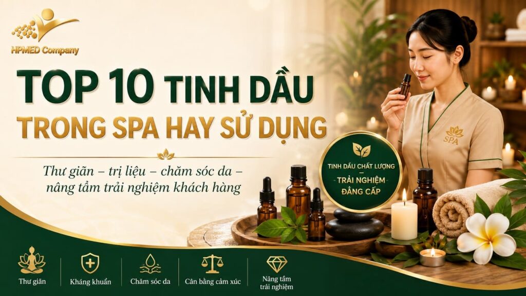Sơ đồ tổng hợp top 10 tinh dầu trong spa hay sử dụng nhất hiện nay tại HPMED