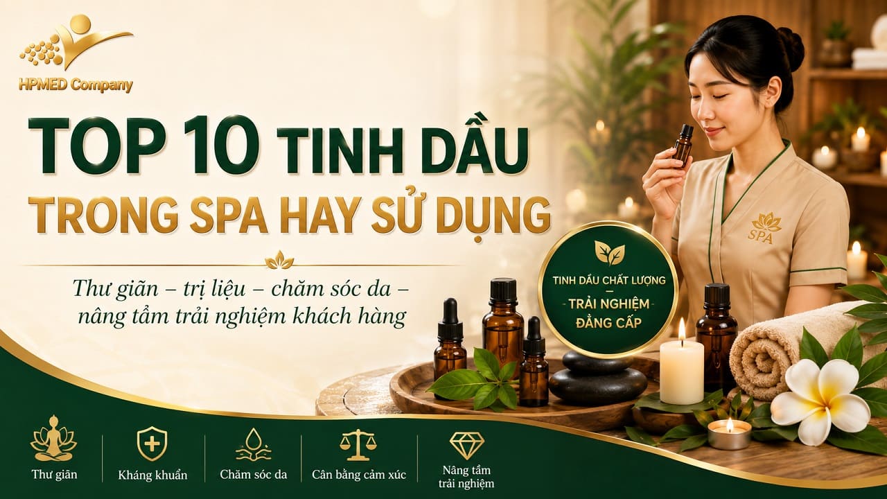 Top 10 Tinh Dầu Trong Spa Hay Sử Dụng – Bí Quyết Tạo Nên Không Gian Spa Hoàn Hảo 1 Sơ đồ tổng hợp top 10 tinh dầu trong spa hay sử dụng nhất hiện nay tại HPMED