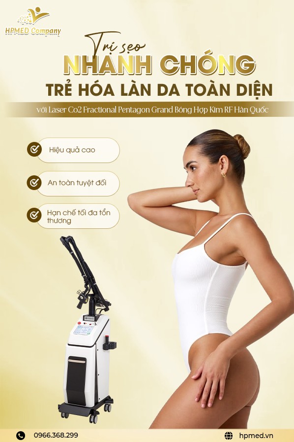 Máy Laser CO2 Fractional Pentagon GRAND Bóng Hợp Kim RF ⭐ Chuẩn Trị Sẹo & Tái Tạo Da Chuyên Sâu Hàn Quốc