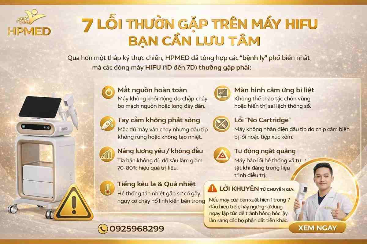 Bảng tổng hợp 7 lỗi thường gặp trên máy HIFU nâng cơ và dấu hiệu cần sửa chữa ngay lập tức