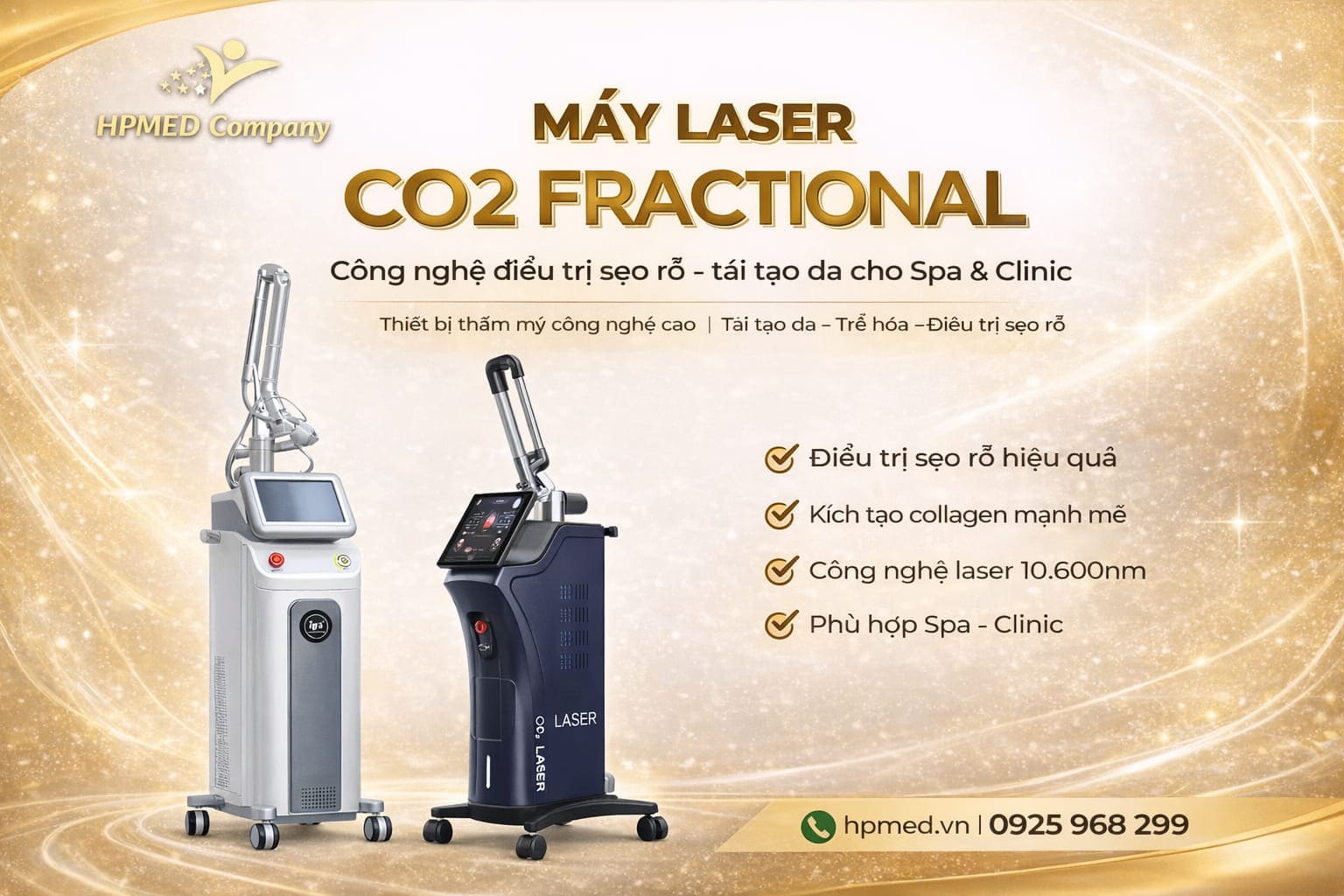 Máy laser CO2 fractional HPmed công nghệ điều trị sẹo rỗ và tái tạo da cho spa