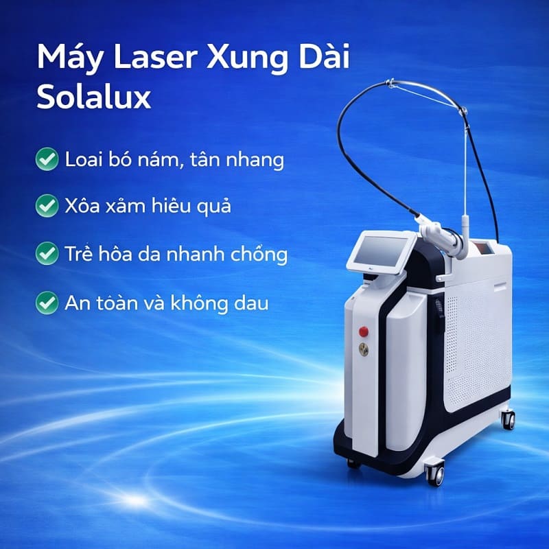 Dịch Vụ Sửa Máy Laser Xung Dài Mercury Chuyên Nghiệp 4 Máy Laser xung dài Solalux chuyên điều trị giãn mao mạch và triệt lông công nghệ cao tại HPMED