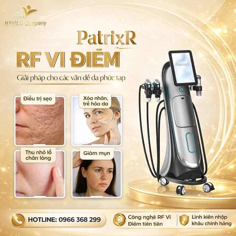 Máy RF vi điểm Patrixr công nghệ Fractional RF Microneedling chính hãng hỗ trợ điều trị sẹo rỗ và trẻ hóa da tại HPMED