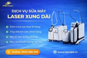 Kỹ thuật viên HPMED thực hiện quy trình kiểm tra và sửa chữa máy Laser xung dài công nghệ cao