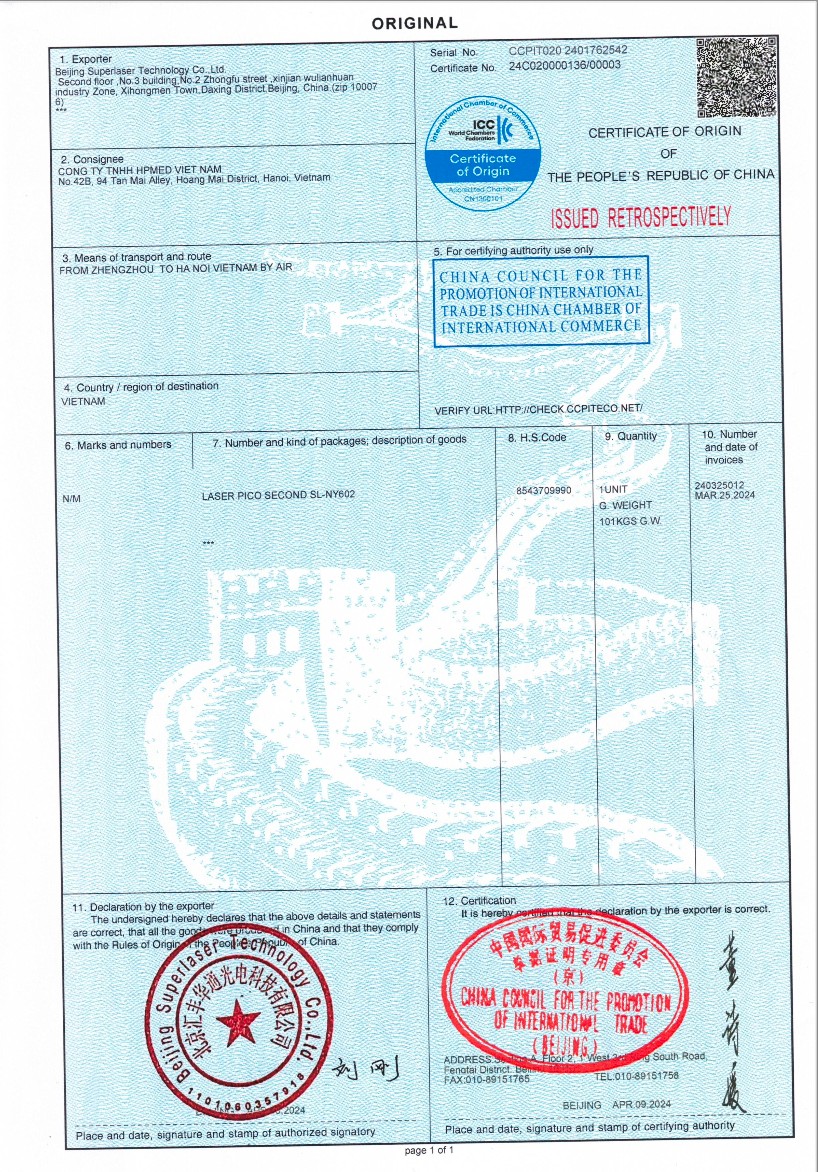 Giấy CO - Máy Laser Picoseconds