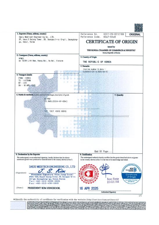 Giấy CO - Máy Hifu Hipro