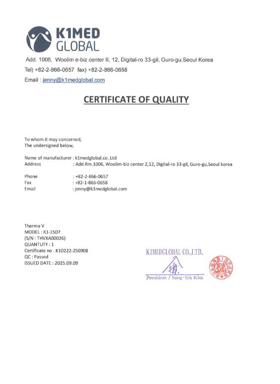 Giấy Chứng Nhận Xuất Xứ CQ - Máy Therma V