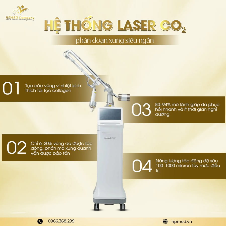Máy laser co2 fractional s co2 công nghệ máy laser co2 và máy fractional co2 chuyên trị sẹo rỗ trẻ hóa da chính hãng tại HPMED