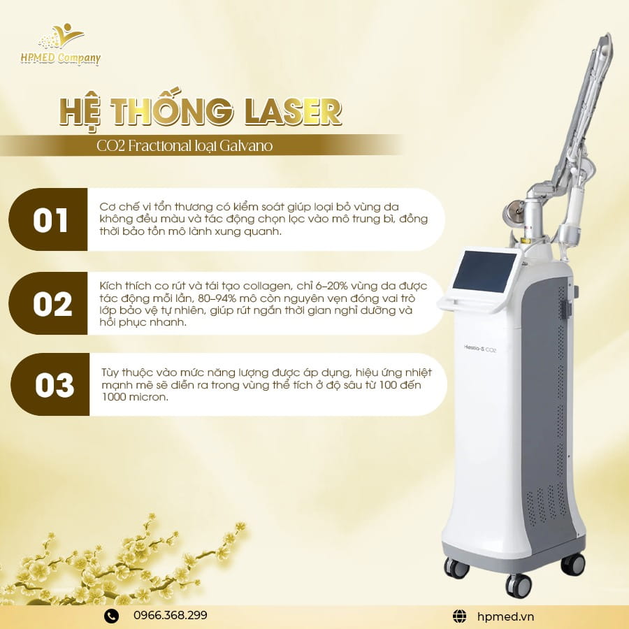 Máy laser co2 fractional s co2 công nghệ máy laser co2 và máy fractional co2 chuyên trị sẹo rỗ trẻ hóa da chính hãng tại HPMED