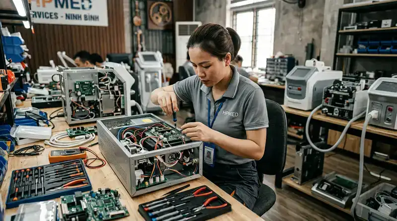 Quy trình sửa máy spa Ninh Bình chuyên nghiệp tại HPMED