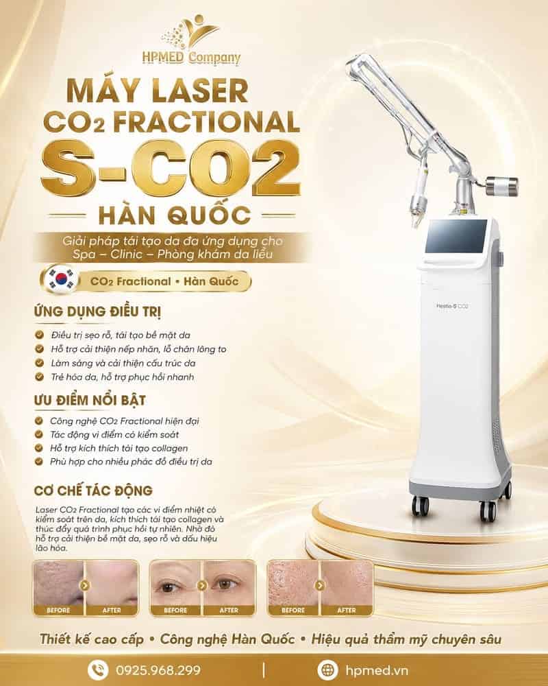 Máy laser co2 fractional S-CO2 Hàn Quốc 01 công nghệ máy fractional co2 laser xóa sẹo và trẻ hóa da chính hãng tại HPMED