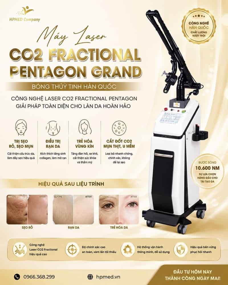 Máy laser co2 fractional Pentagon Hàn Quốc 01 công nghệ máy fractional co2 laser xóa sẹo và trẻ hóa da chính hãng tại HPMED