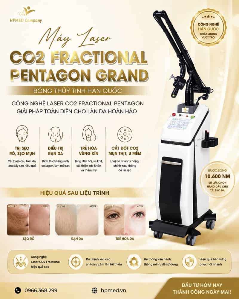 Máy laser co2 fractional Pentagon Hàn Quốc 01 công nghệ máy fractional co2 laser xóa sẹo và trẻ hóa da chính hãng tại HPMED