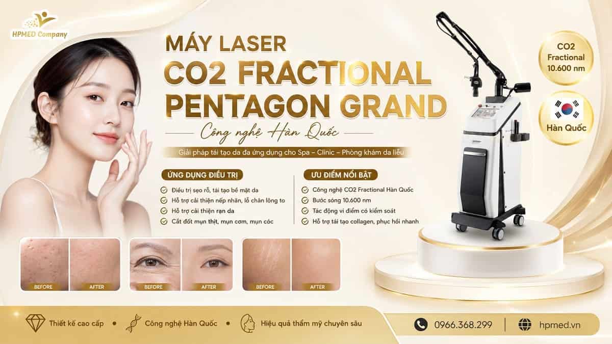 Máy laser co2 fractional Pentagon Hàn Quốc 01 công nghệ máy fractional co2 laser xóa sẹo và trẻ hóa da chính hãng tại HPMED