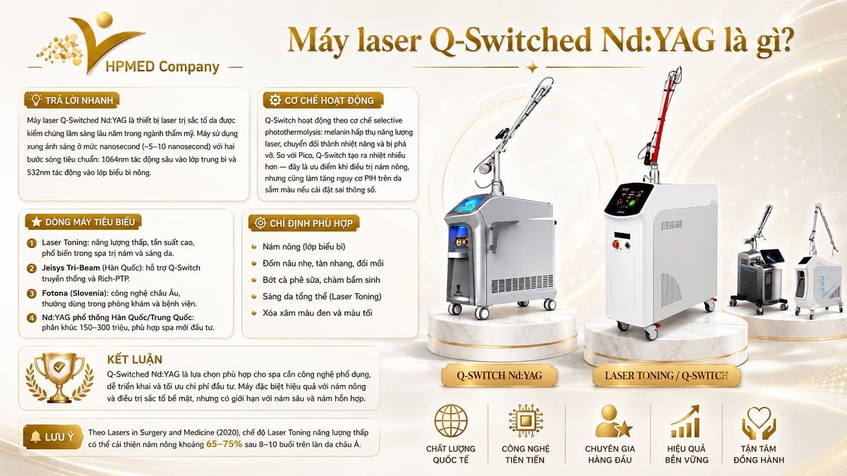 Máy laser Q-Switched Nd YAG là gì giải mã công nghệ máy trị nám laser tại HPMED