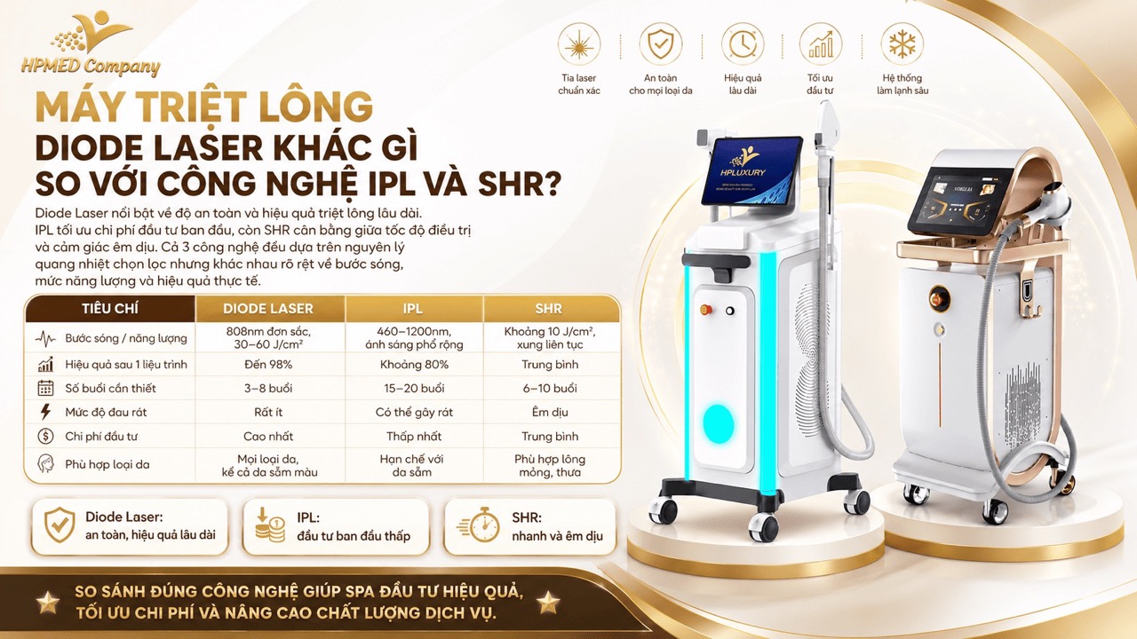 Máy Triệt Lông Diode Laser Khác Gì So Với Công Nghệ IPL Và SHR?