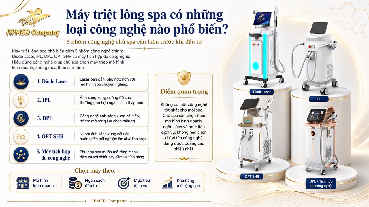 Máy triệt lông spa có những loại công nghệ nào phổ biến