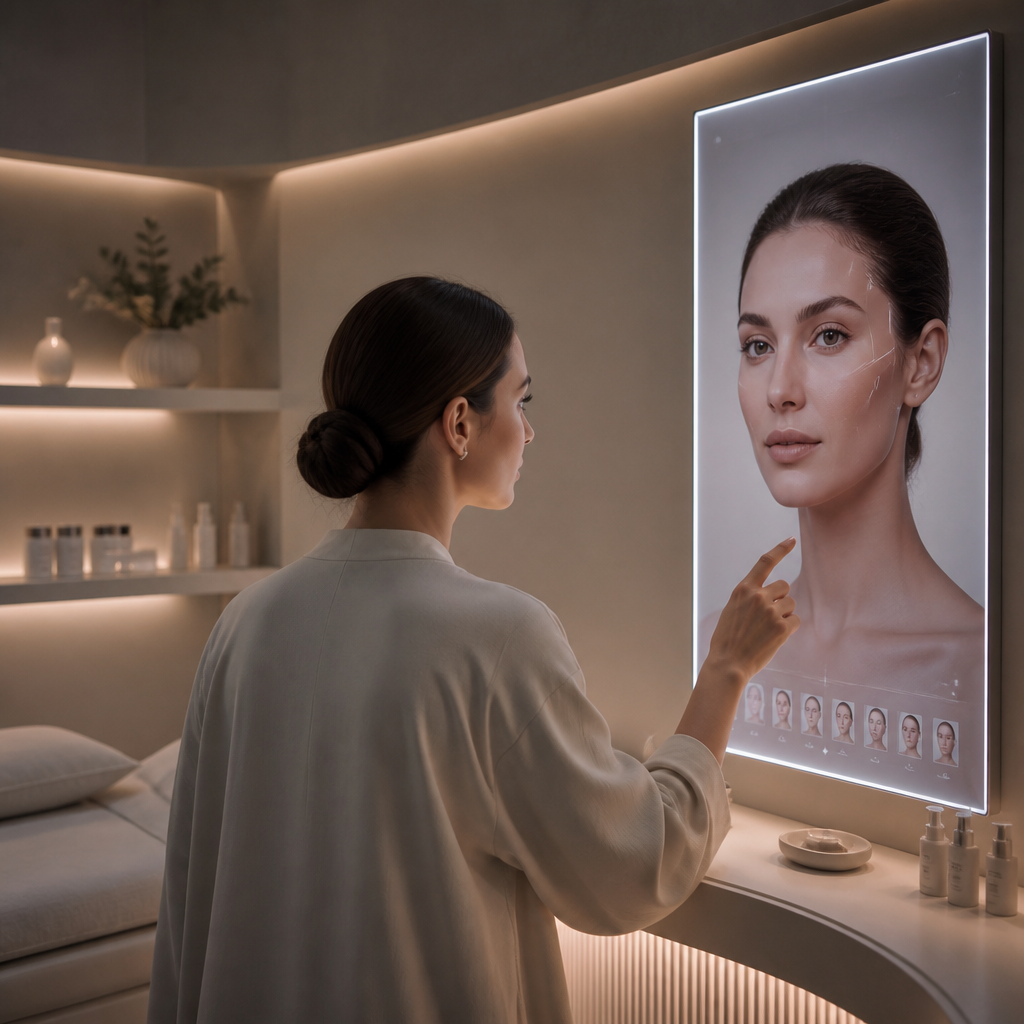 Tối ưu phác đồ điều trị da bằng AI: Cẩm nang chuyên sâu cho Spa & Phòng khám 2026 1 Ứng dụng AI trong spa 2026 - minh họa tổng quan giao diện AI hỗ trợ chẩn đoán