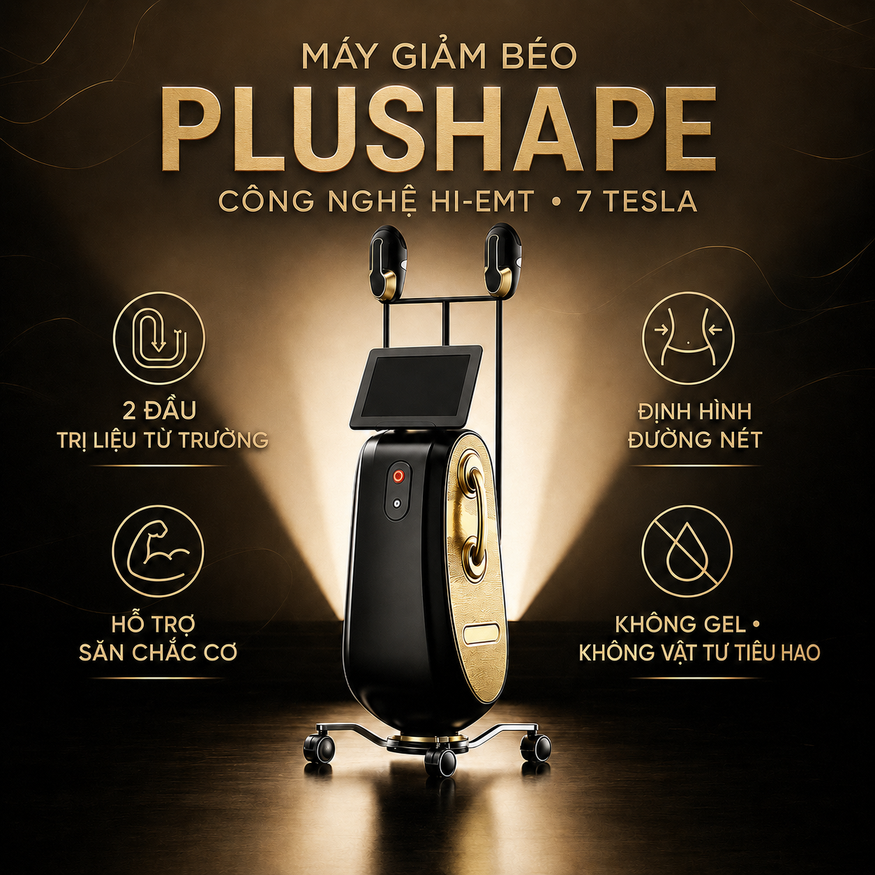 Poster máy giảm béo Plushape công nghệ HI-EMT 7 Tesla