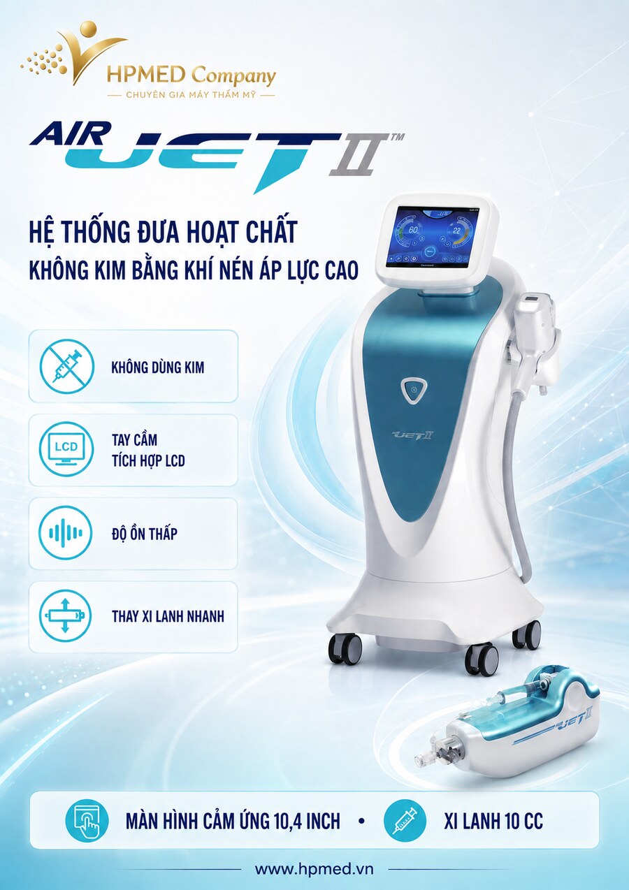 Máy AIRJET II Hàn Quốc đưa hoạt chất không kim bằng khí nén áp lực cao – HPMED