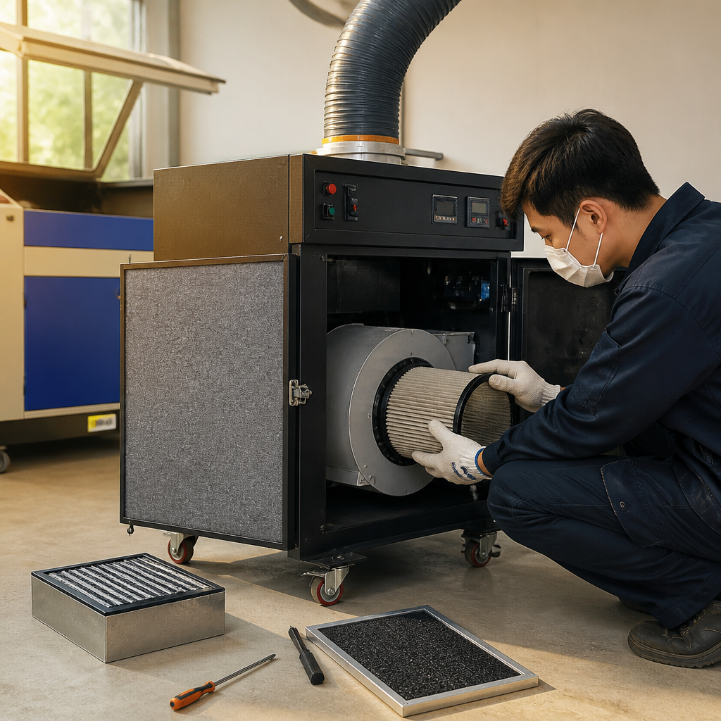 3. Hướng dẫn chi tiết các bước bảo trì định kỳ máy hút khói CO2 laser