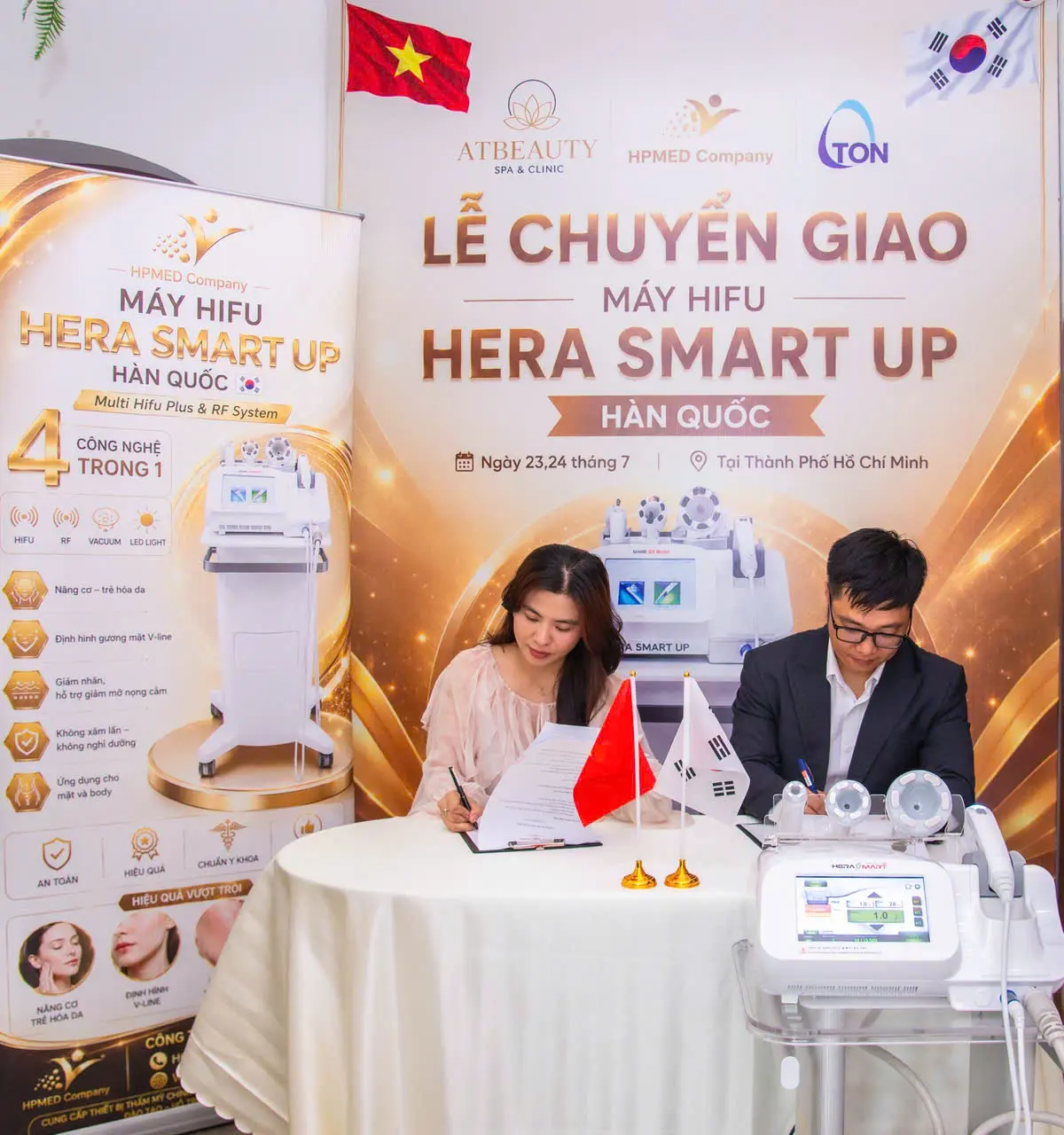 Đại diện HPMED và ATBEAUTY ký kết chuyển giao máy HIFU Hera Smart Up