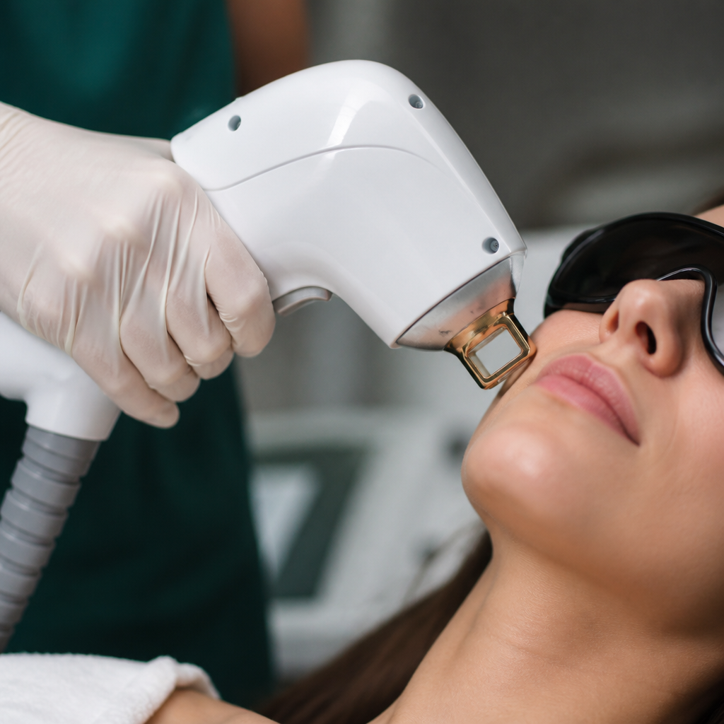 Chủ spa đang xem xét các lựa chọn máy laser thẩm mỹ cùng với chuyên gia tư vấn