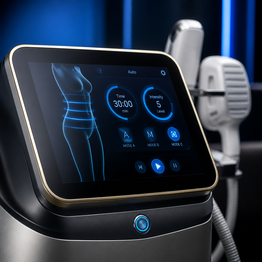 Cẩm nang chọn mua máy giảm béo công nghệ mới nhất 2026 cho Spa: Hướng dẫn từ A-Z 2 Giao diện máy giảm béo công nghệ cao