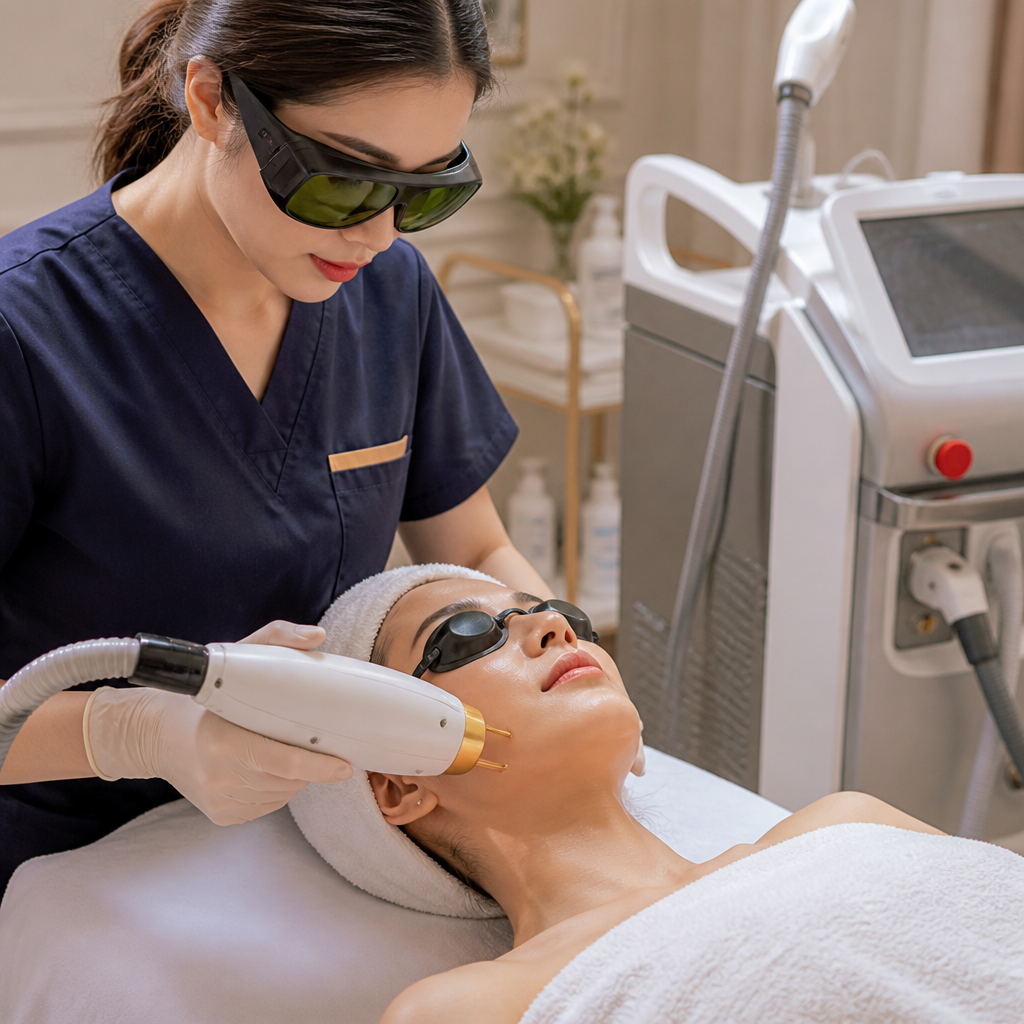 Máy laser Alexandrite 755nm chuyên dụng trong phòng spa hiện đại