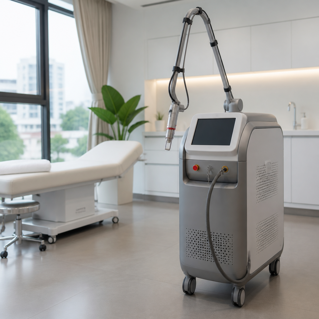 Người phụ nữ đang xem xét kế hoạch tài chính cho việc đầu tư thiết bị spa