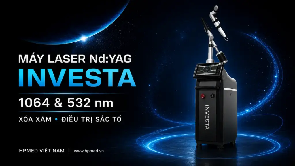 Máy laser Nd:YAG INVESTA 1064 và 532 nm hỗ trợ xóa xăm, điều trị sắc tố do HPMED Việt Nam cung cấp